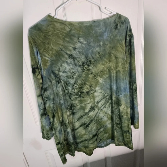 Avenue Womens Stretchy Green V Neck Long Sleeve Blouse - Picture 8 of 9